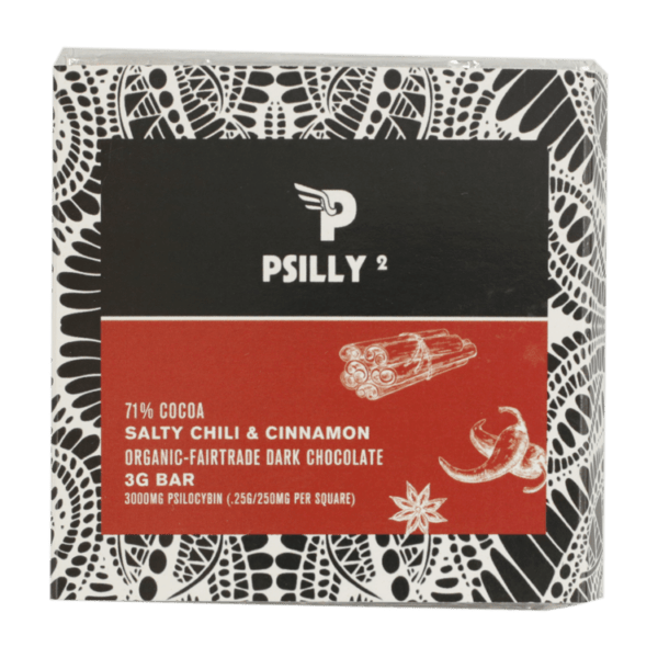 Psilly - Dark Chocolate Bar - Salty Chili & Cinnamon | Shroom Store Canada